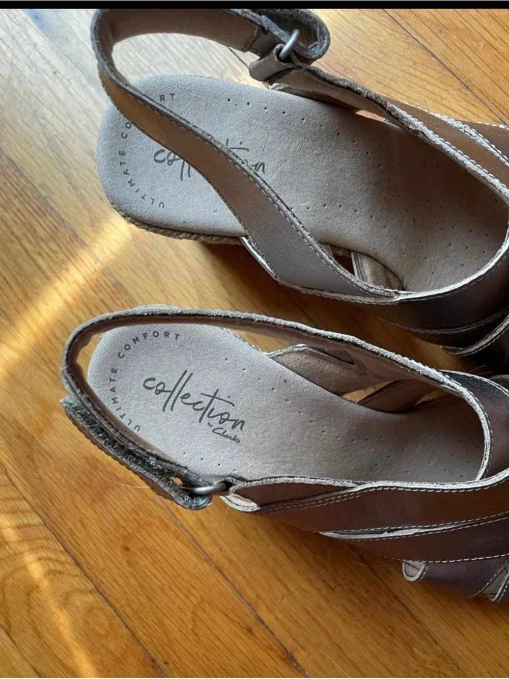 Clarks Metallic Slingback Wedge Sandals